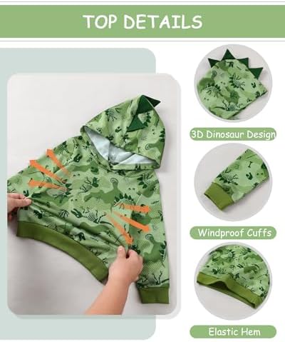 Toddler Baby Boy Clothes Dinosaur Hoodie+Pant 2Pcs Outfit Set 9M-5T - Image 2
