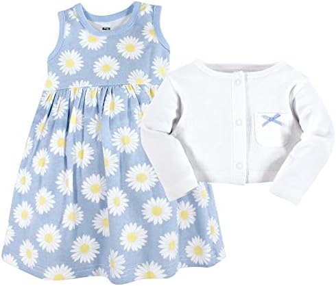 Hudson Baby Infant and Toddler Girls Cotton Dress and Cardigan Set - Image 3