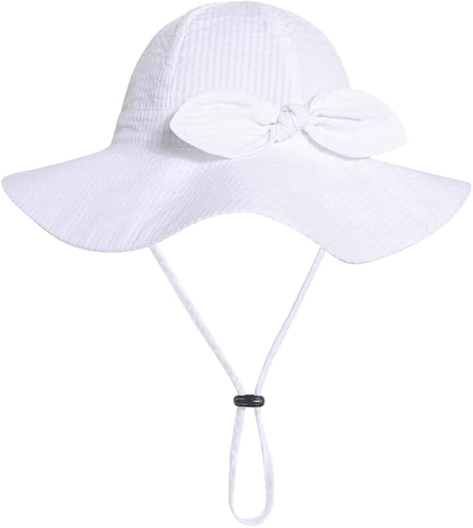 Baby Girl Sun Hat with UPF 50+ Outdoor Adjustable Beach Hat with Wide Brim Bucket Hats