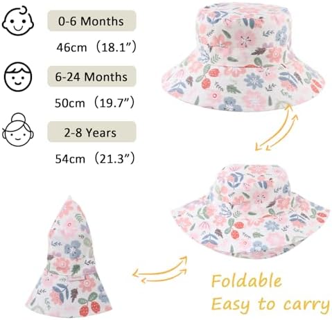 Bamery Baby Toddler Girls Bucket Hat Newborn Sun Hats - Image 6