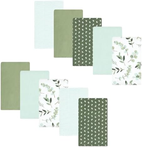 Luvable Friends Hudson Baby Flannel Burp Cloths 10pk, Sage Eucalyptus by Luvable+Friends