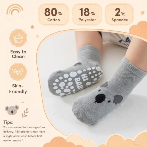 Toddler Grip Socks, 5 Pairs, Cotton Crew - Image 4