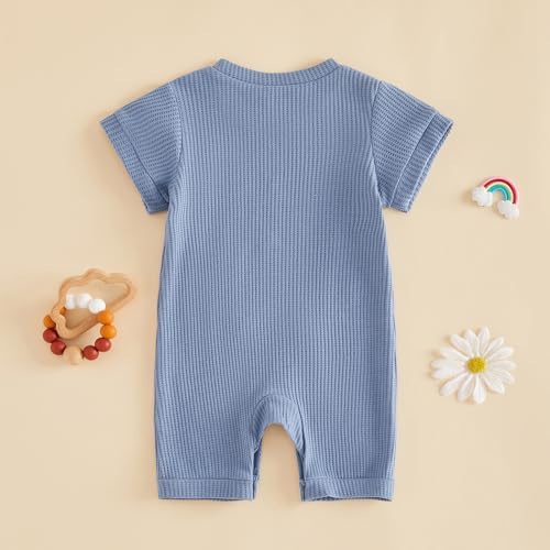 allshope Newborn Baby Boy Summer Outfit Romper Letter Embroidery Short Sleeve - Image 7