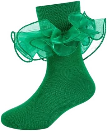 Girls Ruffle Socks Double Lace Turn Cuff Frilly Church Dress Socks by MKYSZLTSOCKS-EnjoyComfort