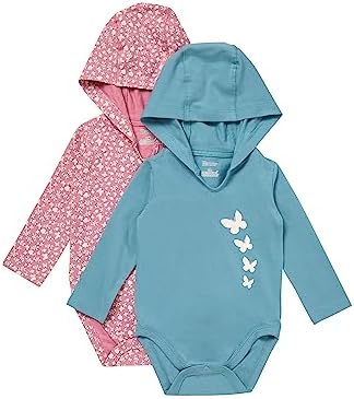 Hanes Baby Pure Comfort Long Sleeve Hoodie Bodysuits, Infant Bodysuits by Hanes