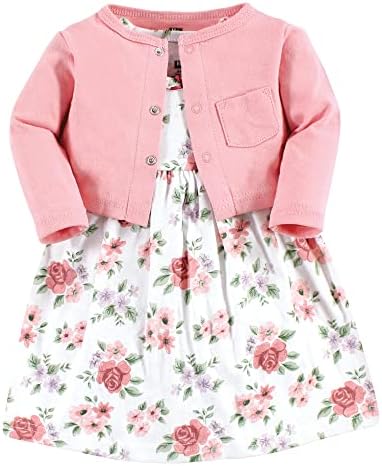 Hudson Baby Infant and Toddler Girls Cotton Dress and Cardigan Set by HudsonBaby