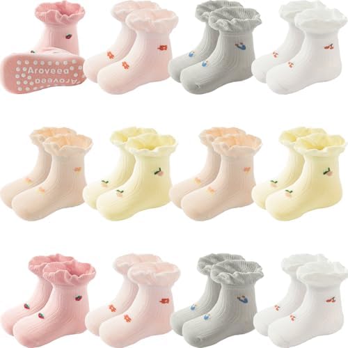 Aroveea Toddler Socks Non Slip Grip Ankle Baby 12 Pack by Aroveea