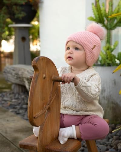 Camptrace Baby Toddler Winter Earflap Hat Fleece Lined Kid Pom Beanie - Image 3