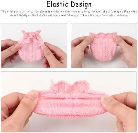 BQUBO Baby Turban Hats and Mittens Set Newborn Infant Hospital Hats Caps - Image 7