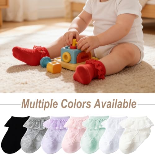 Baby Girl Lace Socks 10 Pack Newborn Ruffle Socks Cotton Ankle Dress Sock - Image 5