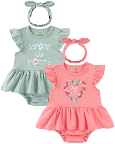 Baby Girls Romper Summer Ruffled Sleeve Bodysuit Dresses Infant Girl Clothes by ZAVBABY