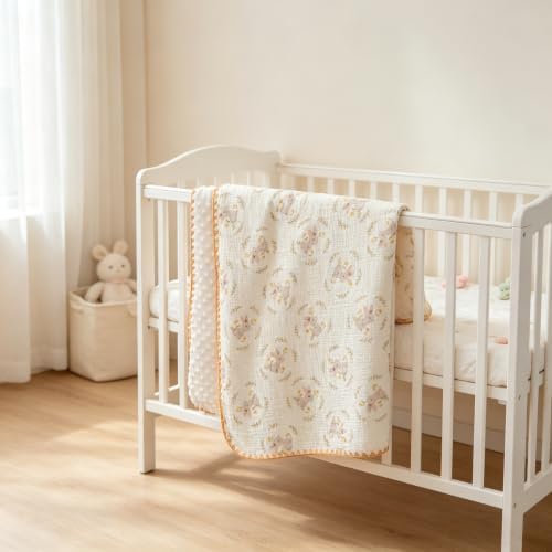 Baby Blanket Cotton Muslin Thick Dotted Backing Double Layer Receiving Blanket - Image 6