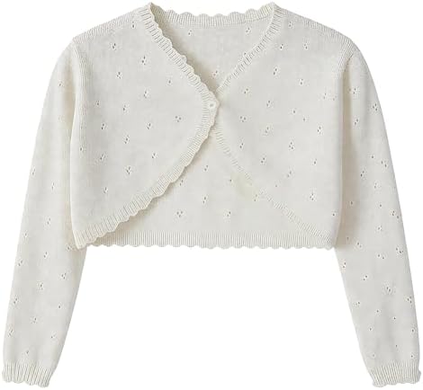 Girls Cardigan, Girls Bolero Shrug Sweater, Kids Knit Hollow Out Long Sleeve by Hvididan