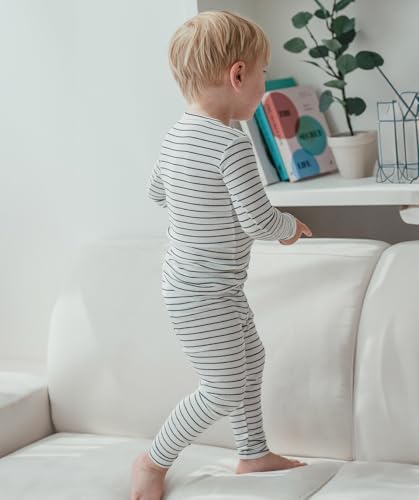 AVAUMA Stripe Pattern Baby Boys Girls Pajama Set Kids Toddler Snug fit Ribbed - Image 4