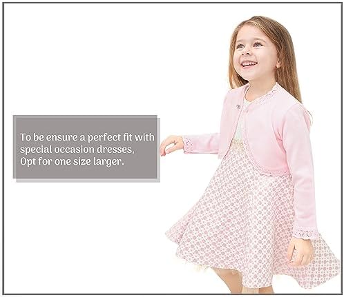 Lilax Little Girls' Knit Long Sleeve Button Closure Bolero Cardigan Shrug - Image 5