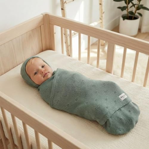 100% Luxury Organic Cotton Pointelle Knit Baby Quilt Blanket – Refined - Image 2
