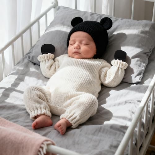 Newborn Baby Hats and Mittens Set Bear Ear Baby Beanie No Scratchs Gloves - Image 5