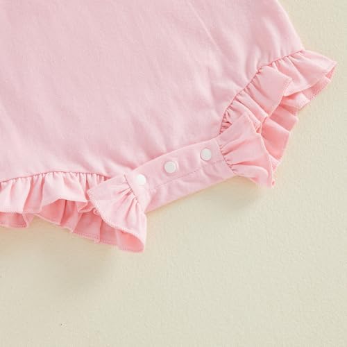 Newborn Baby Girl Bubble Romper Sleeveless Ruffle Onesie Solid Bodysuit - Image 7