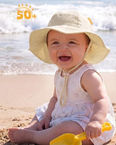 HONGTEYA Baby Sun Hat Muslin Wide Brim Toddler Girl Beach Bucket Hat - Image 2