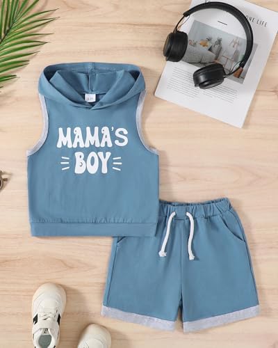 SANMIO Toddler Boy Clothes Summer Outfits Hoodie Tank Tops and Shorts Set - Image 6