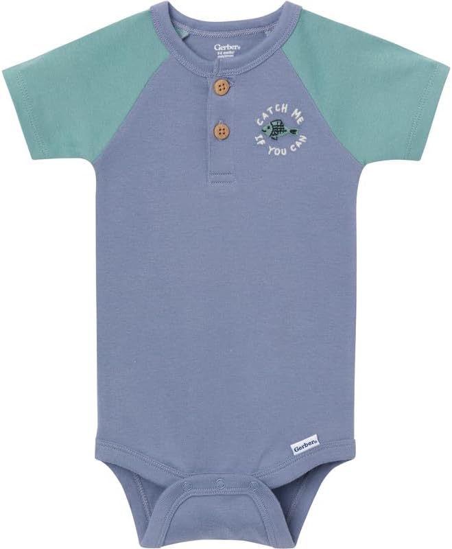 4-Pack Baby Boys Dino Blues Short Sleeve Onesies® Bodysuits - Image 4