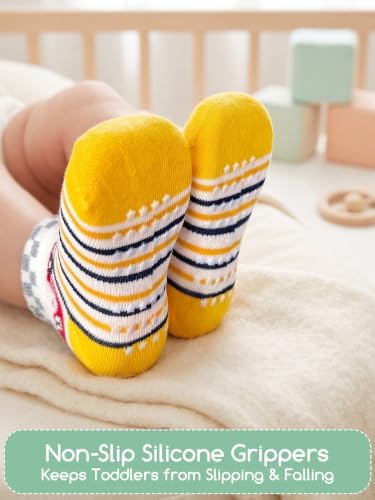 Aroveea Toddler Socks Non Slip Grip Ankle Baby 12 Pack - Image 2