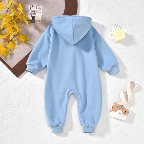 Unutiylo Unisex Baby Boys Girls Long Sleeve Infant Baby Zipper Hooded Jumpsuits - Image 4