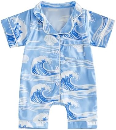 Kuriozud Baby Girl Boy Romper Pajamas Onesie Short Sleeve Button Down Pjs by Kuriozud