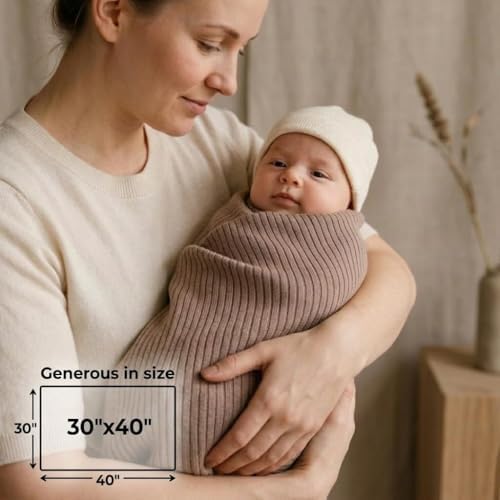 Receiving Blankets, 100% Organic Cotton Knit, Baby Swaddle 2-Pack | - Image 2