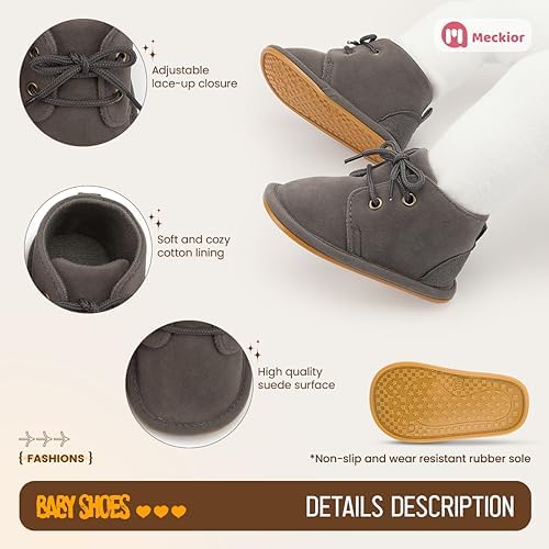 Meckior Baby Booties Newborn Infant Unisex Baby Girls Boys Velvet Rubber - Image 5