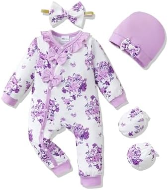 Mikrdoo Newborn Baby Girl Clothes Long Sleeve Romper by Mikrdoo