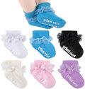 Baby Girl Ruffle Socks with Grips Lace Frilly Ankle Dress Socks by MKYSZLTSOCKS-EnjoyComfort