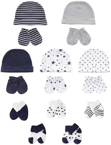 Baby Hats Mittens and Socks Set Soft Cotton Newborn Hat Glove by ZAVBABY