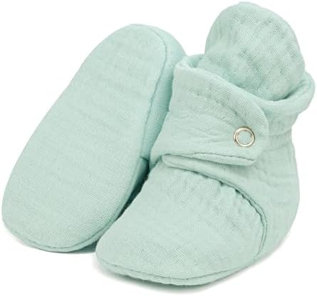 Ella Bonna Baby Booties Organic Cotton Muslin Newborn Baby Slippers Baby Boy by EllaBonna