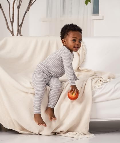 AVAUMA Stripe Pattern Baby Boys Girls Pajama Set Kids Toddler Snug fit Ribbed - Image 3