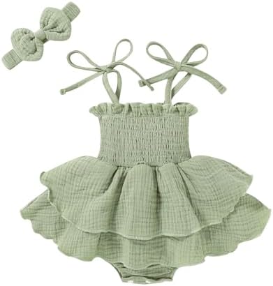 YOUNGER TREE Baby Girl Clothes Infant Summer Romper Dress Sleeveless Bodysuit by YOUNGERTREE