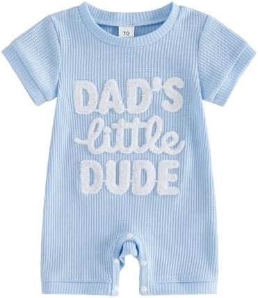 allshope Newborn Baby Boy Summer Outfit Romper Letter Embroidery Short Sleeve by Allshope