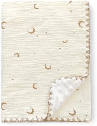 Baby Blanket Cotton Muslin Swaddle Thick Crib Bedding Dotted Backing Double by Gunnaicat