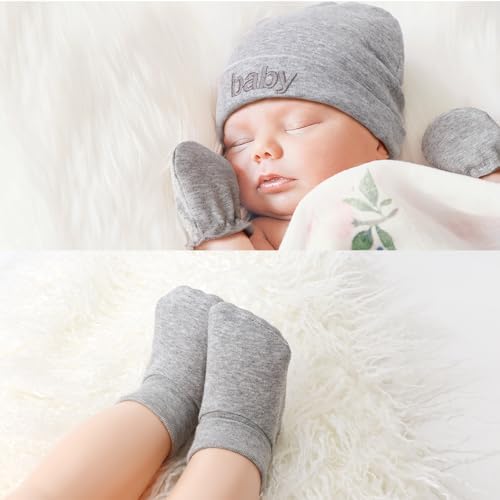 BQUBO Newborn Baby Hat Mittens Socks Set Infant Cotton Beanie Gloves Thick Warm - Image 3