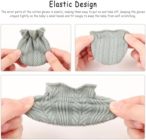AQOKKA Newborn Receiving Blanket Wheat Ear Bow Hat Mitten Set | 4 Set Receiving - Image 3
