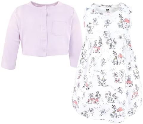 Hudson Baby Infant and Toddler Girls Cotton Dress and Cardigan Set - Image 3