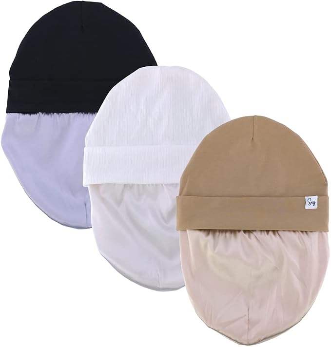 Jersey Beanie Hat for Newborn Baby Boys Girls Silky Satin Lined Hats Bonnet - Image 3