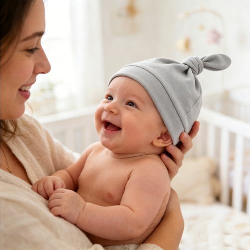LAWKUL Cotton Baby Newborn Hats Set, 3 Pack, 0-6 Months - Image 6