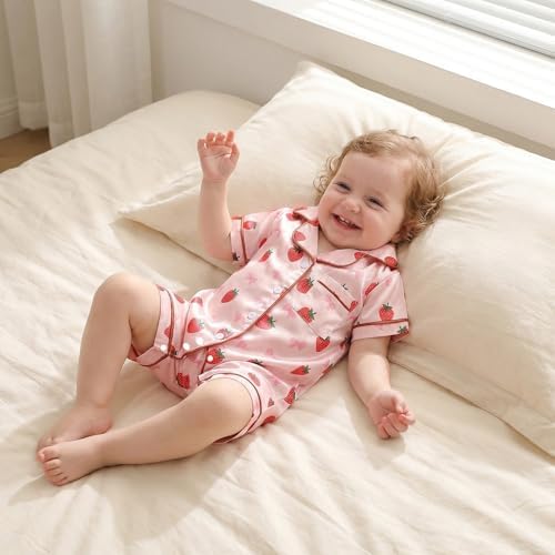 Kuriozud Baby Girl Boy Romper Pajamas Onesie Short Sleeve Button Down Pjs - Image 2