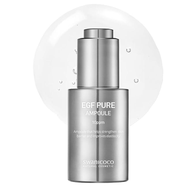 Swanicoco Pregnancy Safe EGF Pure 10 PPM Ampoule, Improve Skin Elasticity, Strengthen Skin Barrier, Lightweight Anti Aging Firming Wrinkle Serum Korean Skincare Postpartum Care 30ml 1 Fl Oz