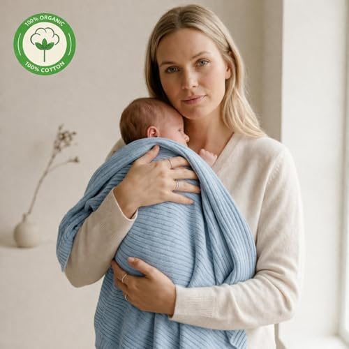 Receiving Blankets, 100% Organic Cotton Knit, Newborn Baby Swaddle | - Image 7