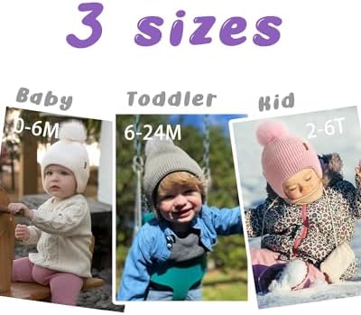 Camptrace Baby Toddler Winter Earflap Hat Fleece Lined Kid Pom Beanie - Image 4