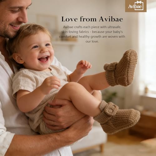 Avibae Baby Booties, Warm Infant Girl Boy Socks Bootie, Newborn Knit Shoes - Image 5