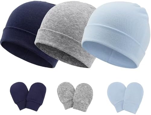 Newborn Baby Hats and Mittens Set Infant Beanie Cap Toddler Gloves Newborn by AQOKKA