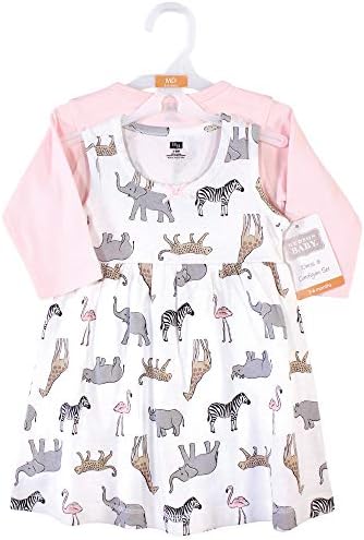 Hudson Baby Infant and Toddler Girls Cotton Dress and Cardigan Set - Image 2